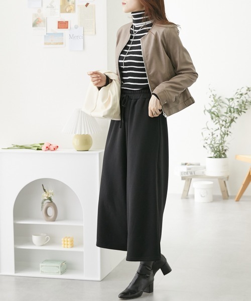nissen(ニッセン)の「裏起毛ガウチョパンツ(その他パンツ・レディース・杢グレー/ブラック/カーキ/モカ・M/L/LL/S)」の7枚目の写真