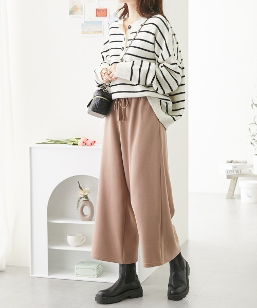 nissen(ニッセン)の「裏起毛ガウチョパンツ(その他パンツ・レディース・杢グレー/ブラック/カーキ/モカ・M/L/LL/S)」の12枚目の写真