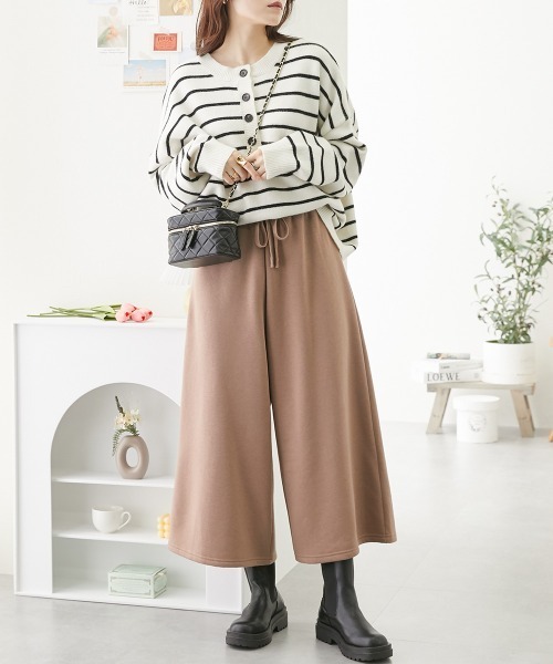 nissen(ニッセン)の「裏起毛ガウチョパンツ(その他パンツ・レディース・杢グレー/ブラック/カーキ/モカ・M/L/LL/S)」の13枚目の写真