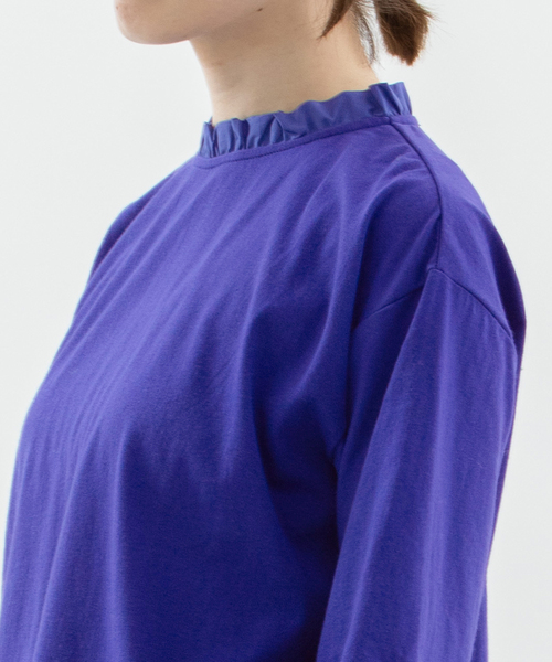 nop de nod(ノップドゥノッド)の「USコットン天竺フリル衿カットソー(Tシャツ/カットソー・レディース・オフホワイト/ブラック/ダークブルー・M)」の11枚目の写真
