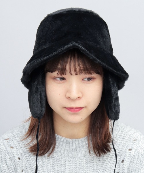 A.M.S.（エーエムエス）の「フェイクファー 耳付き バケットハット（ハット・レディース・ベージュ/ブラック・FREE）」の10枚目の写真