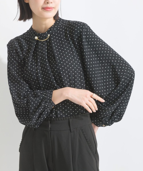 PICCIN(ピッチン)の「【WEB限定】メタルパールバーボウタイドットブラウス(メタルパールバー取り外し可能)(シャツ/ブラウス・レディース・ブラック/オフホワイト・M)」の16枚目の写真