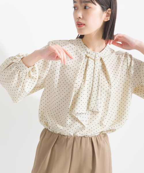 PICCIN(ピッチン)の「【WEB限定】メタルパールバーボウタイドットブラウス(メタルパールバー取り外し可能)(シャツ/ブラウス・レディース・ブラック/オフホワイト・M)」の20枚目の写真