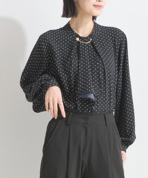 PICCIN(ピッチン)の「【WEB限定】メタルパールバーボウタイドットブラウス(メタルパールバー取り外し可能)(シャツ/ブラウス・レディース・ブラック/オフホワイト・M)」の19枚目の写真