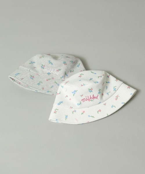 MILKFED.（ミルクフェド）の「FLORAL PATTERN WAFFLE HAT（ハット・レディース・アッシュ/オフホワイト・ONE SIZE）」の11枚目の写真