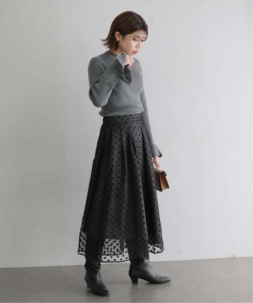 La TOTALITE（ラトータリテ）の「《追加》シアードットタックスカート（スカート・レディース・ブラック/ベージュ・36/38）」の20枚目の写真
