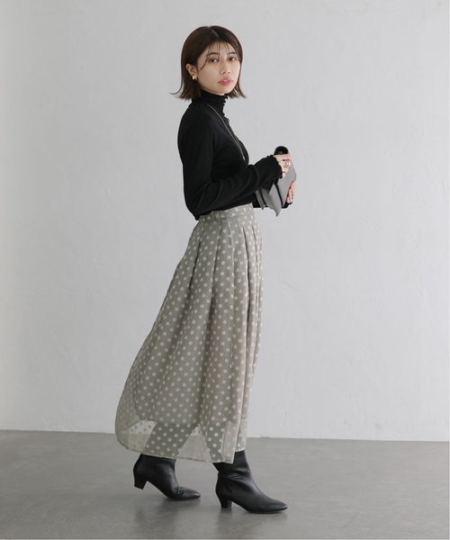 La TOTALITE（ラトータリテ）の「《追加》シアードットタックスカート（スカート・レディース・ブラック/ベージュ・36/38）」の22枚目の写真