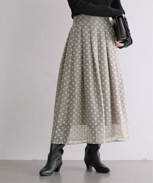 La TOTALITE（ラトータリテ）の「《追加》シアードットタックスカート（スカート・レディース・ブラック/ベージュ・36/38）」の5枚目の写真