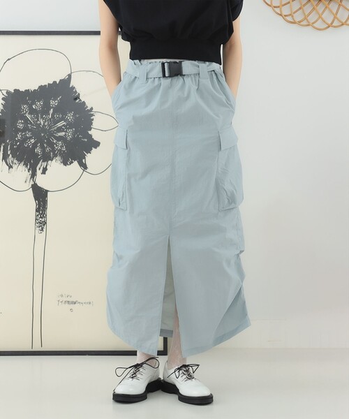 Ray BEAMS(レイビームス)の「Ray BEAMS / サイド ギャザー カーゴ スカート(スカート・レディース・ブラック/サックスブルー・0/1)」の13枚目の写真