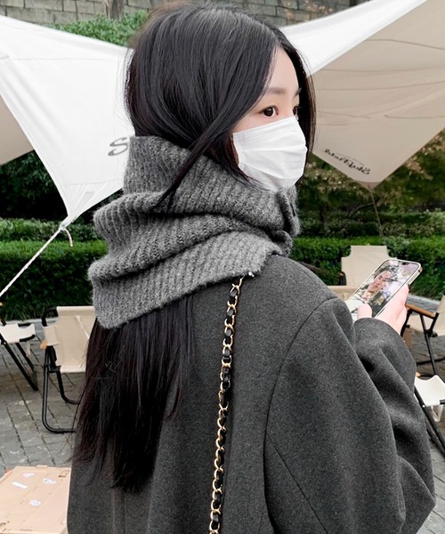 Felt-Maglietta（フェルトマリエッタ）の「ボタン付きネックウォーマー（ネックウォーマー/スヌード・レディース・ブラック/アイボリー/チャコールグレー/グレー・FREE）」の9枚目の写真