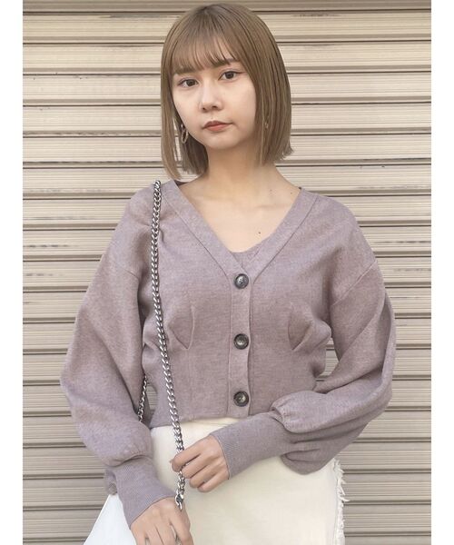 MURUA（ムルーア）の「タックヘムカーデ×キャミセット（カーディガン/ボレロ・レディース・ベージュ/パープル/ホワイト・FREE）」の5枚目の写真