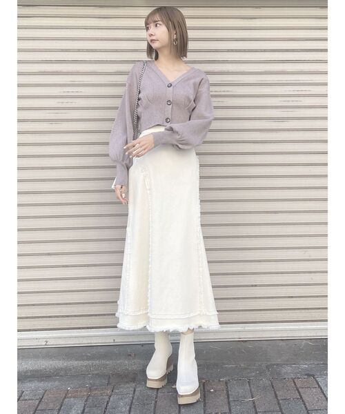 MURUA（ムルーア）の「タックヘムカーデ×キャミセット（カーディガン/ボレロ・レディース・ベージュ/パープル/ホワイト・FREE）」の12枚目の写真