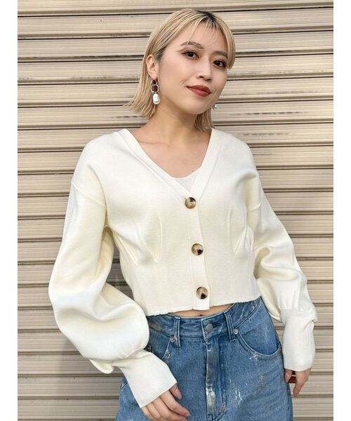 MURUA（ムルーア）の「タックヘムカーデ×キャミセット（カーディガン/ボレロ・レディース・ベージュ/パープル/ホワイト・FREE）」の11枚目の写真