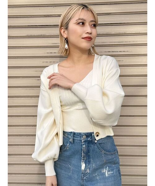 MURUA（ムルーア）の「タックヘムカーデ×キャミセット（カーディガン/ボレロ・レディース・ベージュ/パープル/ホワイト・FREE）」の13枚目の写真