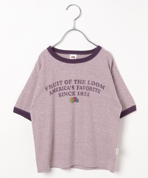 FRUIT OF THE LOOM(フルーツオブザルーム)の「【Fruit Of The Loom(フルーツオブザルーム)】リンガーT(KIDS)(Tシャツ/カットソー・キッズ・パープル/グリーン/アイボリー・110cm/120cm/130cm/140cm)」の3枚目の写真