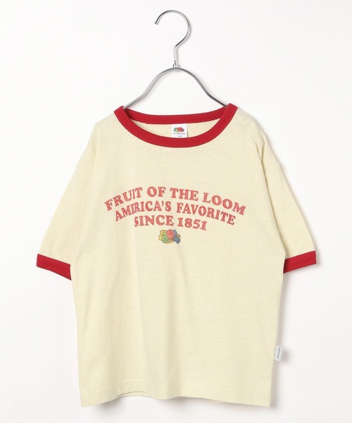 FRUIT OF THE LOOM(フルーツオブザルーム)の「【Fruit Of The Loom(フルーツオブザルーム)】リンガーT(KIDS)(Tシャツ/カットソー・キッズ・パープル/グリーン/アイボリー・110cm/120cm/130cm/140cm)」の7枚目の写真
