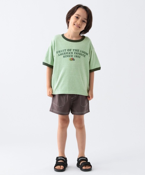 FRUIT OF THE LOOM(フルーツオブザルーム)の「【Fruit Of The Loom(フルーツオブザルーム)】リンガーT(KIDS)(Tシャツ/カットソー・キッズ・パープル/グリーン/アイボリー・110cm/120cm/130cm/140cm)」の8枚目の写真