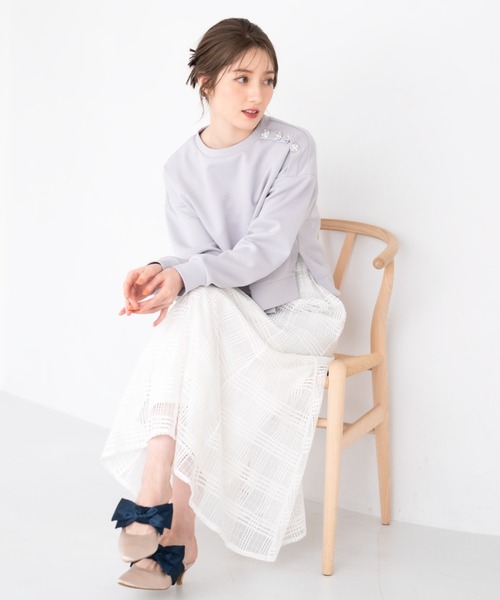 【最終値下げ】mschf クロップドスウェット セール】□2024春夏新作□ビジュー釦クロップドスウェット