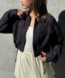 INDIAレースショート丈2ポケットシャツジャケット