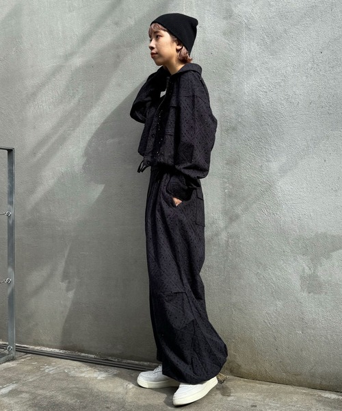 CIAOPANIC(チャオパニック)の「INDIAレースショート丈2ポケットシャツジャケット(ブルゾン・レディース・ホワイト/ブラック・FREE)」の7枚目の写真