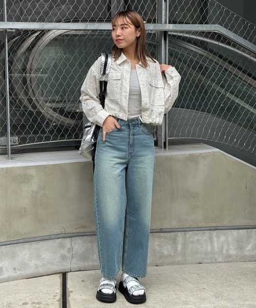 CIAOPANIC(チャオパニック)の「INDIAレースショート丈2ポケットシャツジャケット(ブルゾン・レディース・ホワイト/ブラック・FREE)」の18枚目の写真