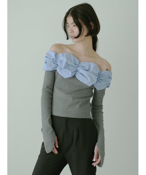 SORIN（ソリン　）の「Stretchy Viscose Decorative Top（ニット/セーター・レディース・ダークグレー/ブラック/グレー・38）」の5枚目の写真