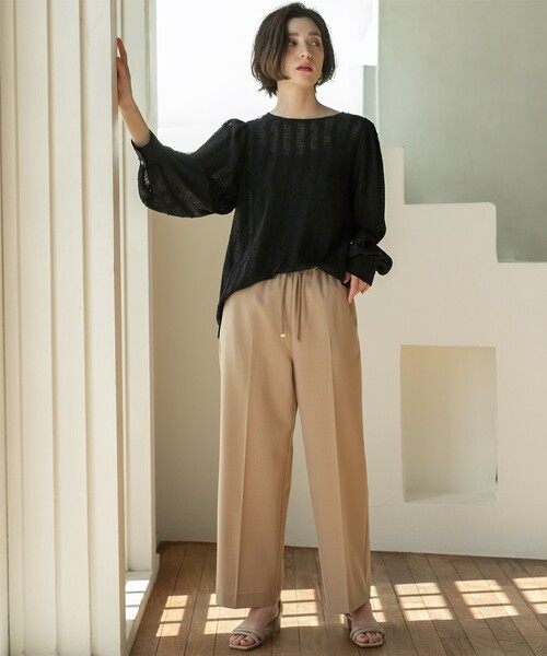 OPAQUE.CLIP（オペークドットクリップ）の「◆≪SS-LLsize≫ 美脚ツイルワイドパンツ【洗濯機洗い可】（その他パンツ・レディース・ベージュ/グリーン/ブラック・34/36/38/40/42）」の17枚目の写真