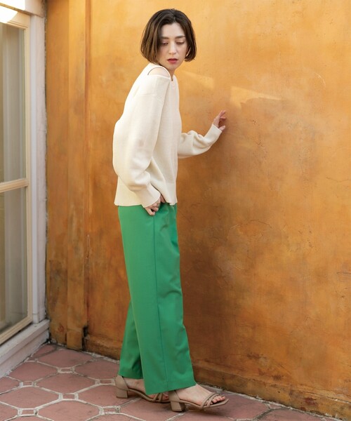 OPAQUE.CLIP（オペークドットクリップ）の「◆≪SS-LLsize≫ 美脚ツイルワイドパンツ【洗濯機洗い可】（その他パンツ・レディース・ベージュ/グリーン/ブラック・34/36/38/40/42）」の12枚目の写真