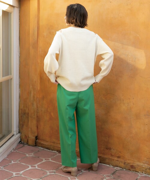 OPAQUE.CLIP（オペークドットクリップ）の「◆≪SS-LLsize≫ 美脚ツイルワイドパンツ【洗濯機洗い可】（その他パンツ・レディース・ベージュ/グリーン/ブラック・34/36/38/40/42）」の4枚目の写真