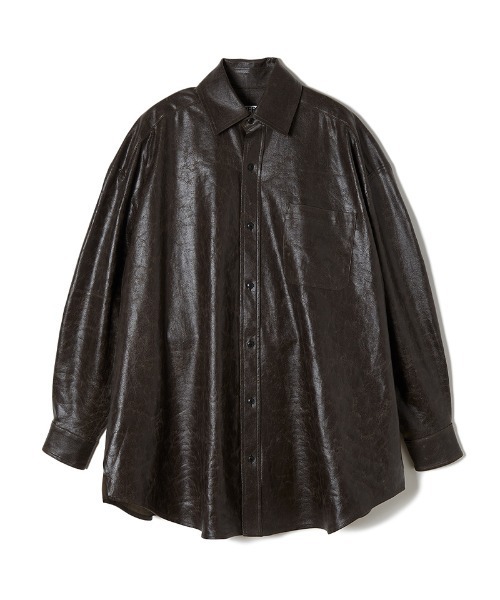 PERVERZE(パーバーズ)の「Vegan-Leather Large Shirts(シャツ/ブラウス・レディース・ブラウン/ブルー・ONE SIZE)」の2枚目の写真