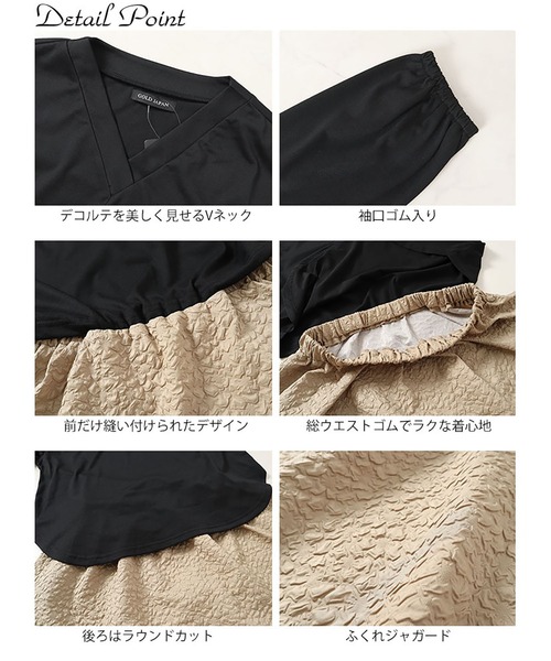 GOLDJAPAN(ゴールドジャパン)の「フクレジャガードドッキングワンピース【大きいサイズ対応】(ワンピース・レディース・ブラック×ベージュ/ブラック×カーキ/ブラック×グリーン・LL/3L/4L/5L)」の17枚目の写真