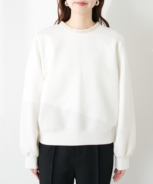 natural couture（ナチュラルクチュール）の「衿刺繍ダンボールTOPS（Tシャツ/カットソー・レディース・グレー/オフホワイト/ブルー/ネイビー・FREE）」の21枚目の写真