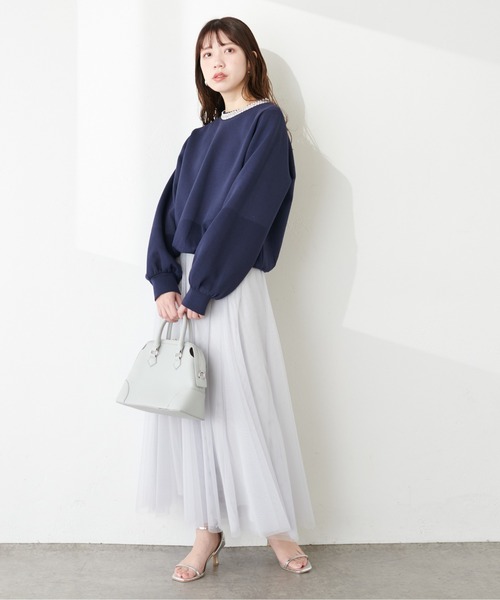 natural couture（ナチュラルクチュール）の「衿刺繍ダンボールTOPS（Tシャツ/カットソー・レディース・グレー/オフホワイト/ブルー/ネイビー・FREE）」の16枚目の写真