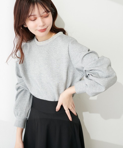 natural couture（ナチュラルクチュール）の「衿刺繍ダンボールTOPS（Tシャツ/カットソー・レディース・グレー/オフホワイト/ブルー/ネイビー・FREE）」の11枚目の写真