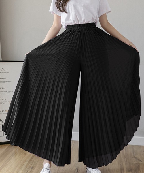 Miniministore(ミニミニストア)の「プリーツガウチョパンツ 韓国 スカーチョ(その他パンツ・レディース・パープル/ブラック/ブルーグレー/グレー/スモークピンク・FREE)」の7枚目の写真