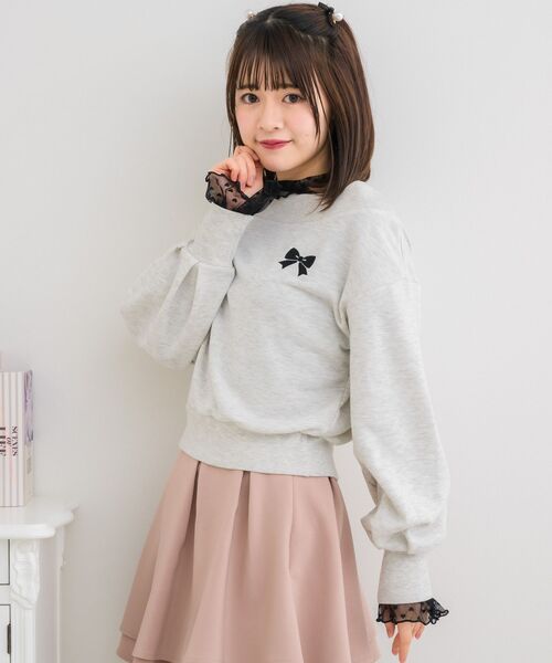 ems excite(エムズエキサイト)の「ボートネックショートトレーナー(スウェット・レディース・ブラック/ホワイト系その他/ピンク・FREE)」の5枚目の写真