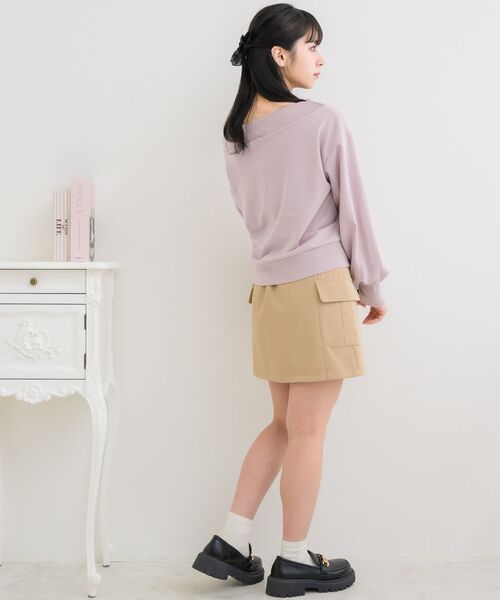 ems excite(エムズエキサイト)の「ボートネックショートトレーナー(スウェット・レディース・ブラック/ホワイト系その他/ピンク・FREE)」の16枚目の写真