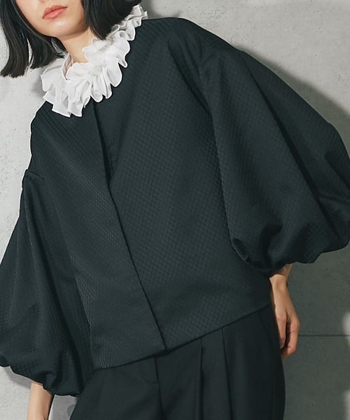 SMILE ORCHID(スマイルオーキッド)ショート丈半袖ノーカラージャケット SMILE ORCHID｜ショート丈ノーカラー半袖ジャケット | Rakuten