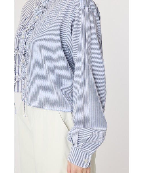 RODEO CROWNS WIDE BOWL（ロデオクラウンズワイドボウル）の「リボンクロップドシャツ（シャツ/ブラウス・レディース・ライトイエロー/ブルー/ホワイト系その他・FREE）」の7枚目の写真