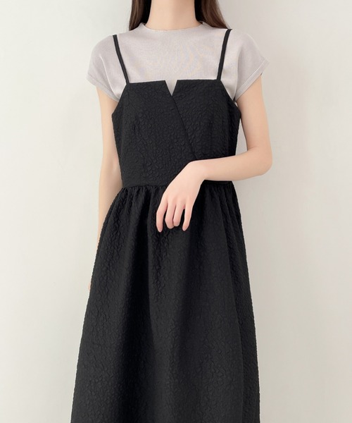 ABITOKYO(アビトーキョー)の「ふくれジャガードロング丈ボリュームフレアキャミワンピース(ワンピース・レディース・モカ/グリーン/アイボリー/ブラック・S/M)」の3枚目の写真