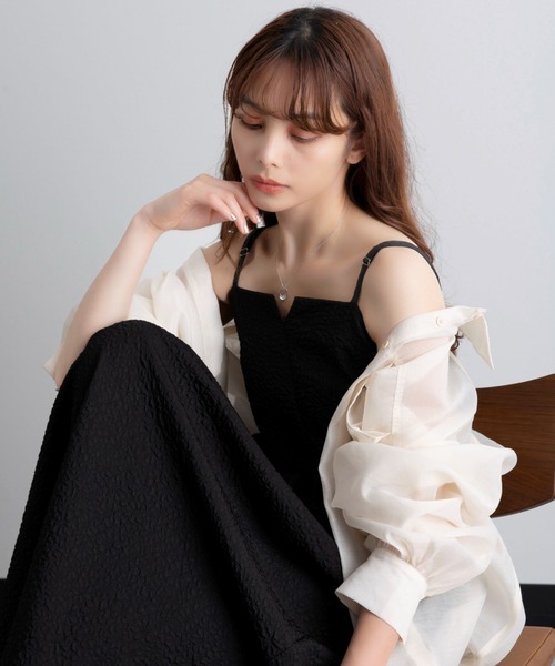 ABITOKYO(アビトーキョー)の「ふくれジャガードロング丈ボリュームフレアキャミワンピース(ワンピース・レディース・モカ/グリーン/アイボリー/ブラック・S/M)」の9枚目の写真