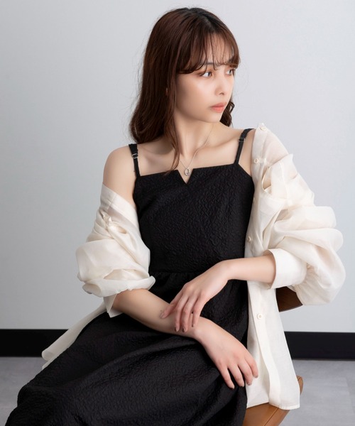 ABITOKYO(アビトーキョー)の「ふくれジャガードロング丈ボリュームフレアキャミワンピース(ワンピース・レディース・モカ/グリーン/アイボリー/ブラック・S/M)」の10枚目の写真