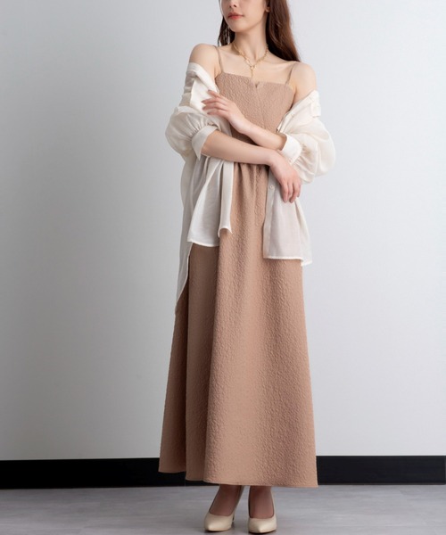 ABITOKYO(アビトーキョー)の「ふくれジャガードロング丈ボリュームフレアキャミワンピース(ワンピース・レディース・モカ/グリーン/アイボリー/ブラック・S/M)」の14枚目の写真