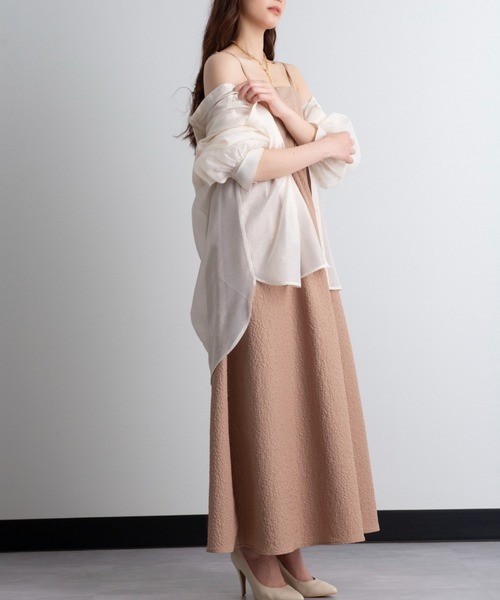 ABITOKYO(アビトーキョー)の「ふくれジャガードロング丈ボリュームフレアキャミワンピース(ワンピース・レディース・モカ/グリーン/アイボリー/ブラック・S/M)」の15枚目の写真