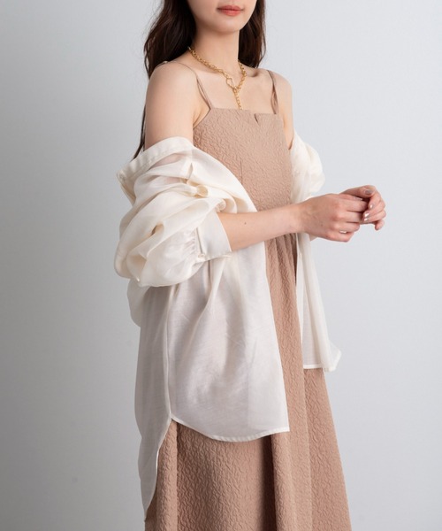 ABITOKYO(アビトーキョー)の「ふくれジャガードロング丈ボリュームフレアキャミワンピース(ワンピース・レディース・モカ/グリーン/アイボリー/ブラック・S/M)」の5枚目の写真