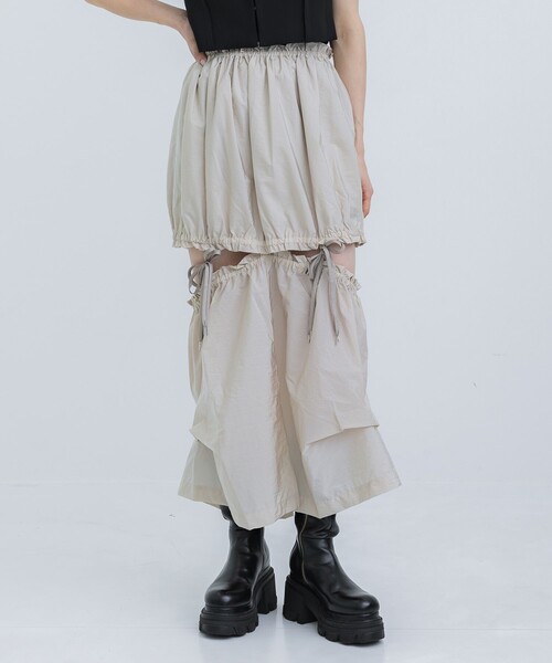 deres デレス　17th skirt スカート 2サイズ　 ベージュ asymme tiered skirt set – BUNNY APARTMENT