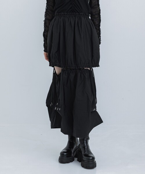 HOUGA（ホウガ）の「【HOUGA/ホウガ】《STUDIOUS別注》twins skirt/ツインスカート（スカート・レディース・ベージュ/ブラック・FREE）」の2枚目の写真