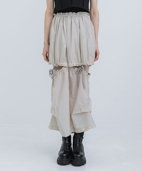 HOUGA（ホウガ）の「【HOUGA/ホウガ】《STUDIOUS別注》twins skirt/ツインスカート（スカート・レディース・ベージュ/ブラック・FREE）」の5枚目の写真