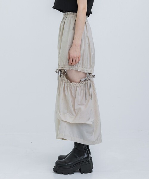 HOUGA（ホウガ）の「【HOUGA/ホウガ】《STUDIOUS別注》twins skirt/ツインスカート（スカート・レディース・ベージュ/ブラック・FREE）」の6枚目の写真