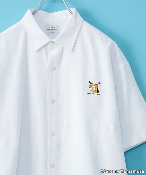 coen(コーエン)の「Jeremy Yamamura×コーエン グラフィック刺繍半袖シャツ(シャツ/ブラウス・メンズ・ライトブルー/ホワイト・XL/L/M/S)」の2枚目の写真